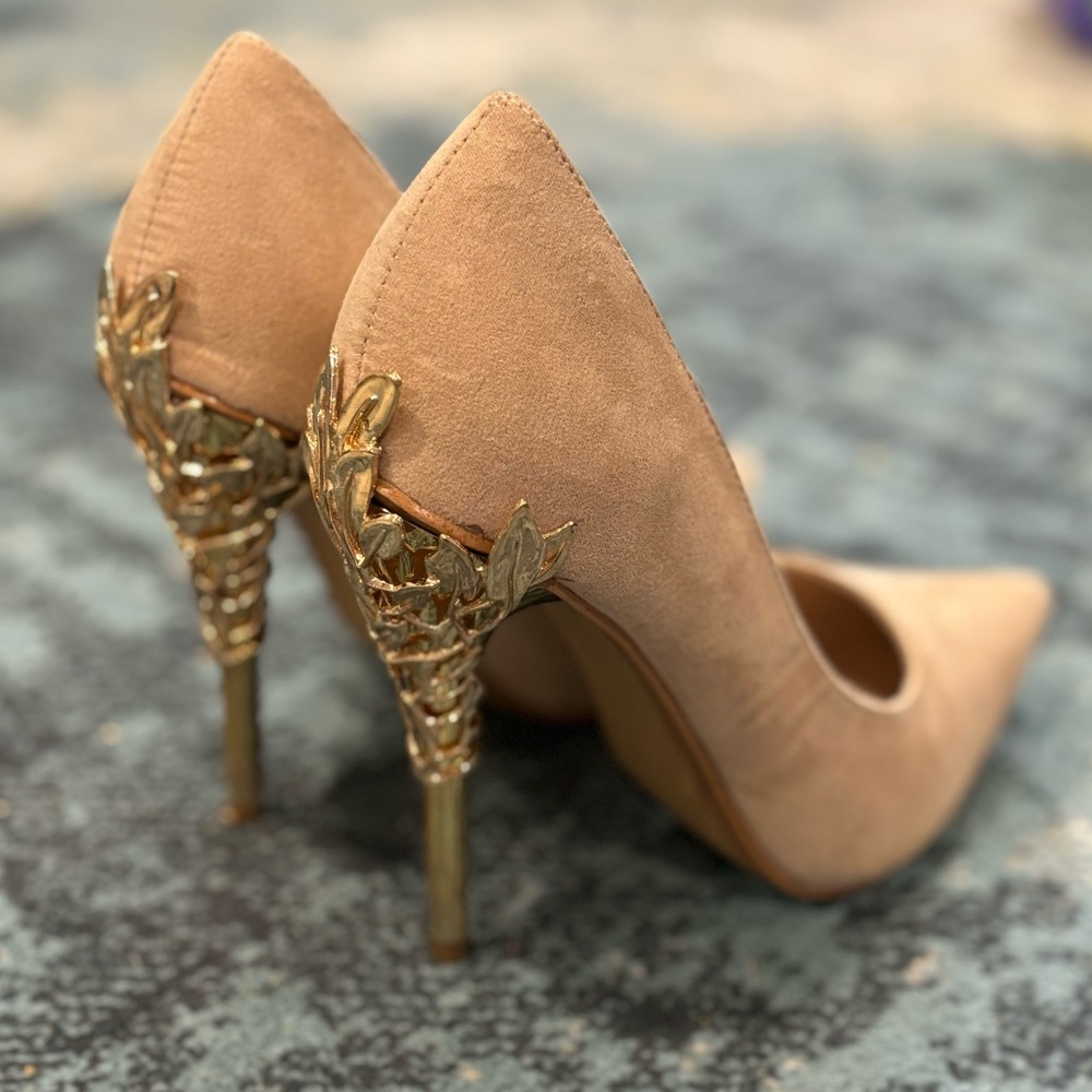 Nude Gold Embellished Heels
